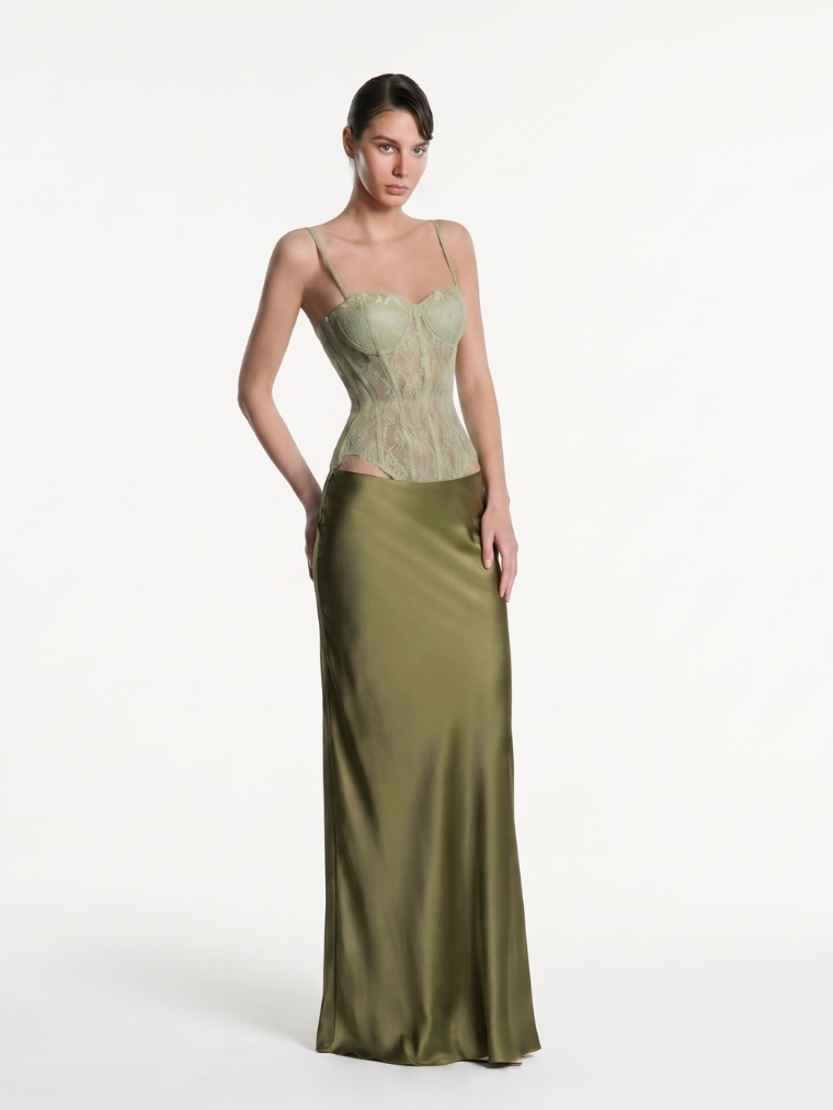 Precious Closet Satin High Waist Maxi Skirt