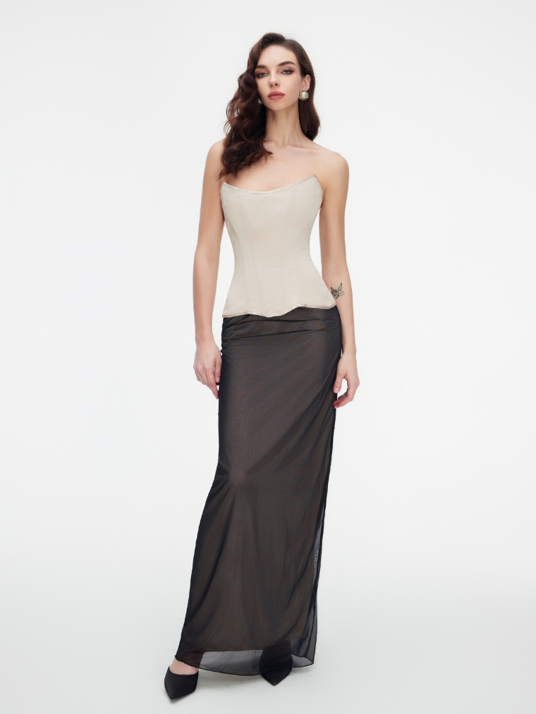 Precious Closet Strapless Sweetheart Boned Corset Top