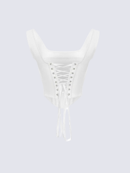 Precious Closet White T Form Mesh Boned Corset Top