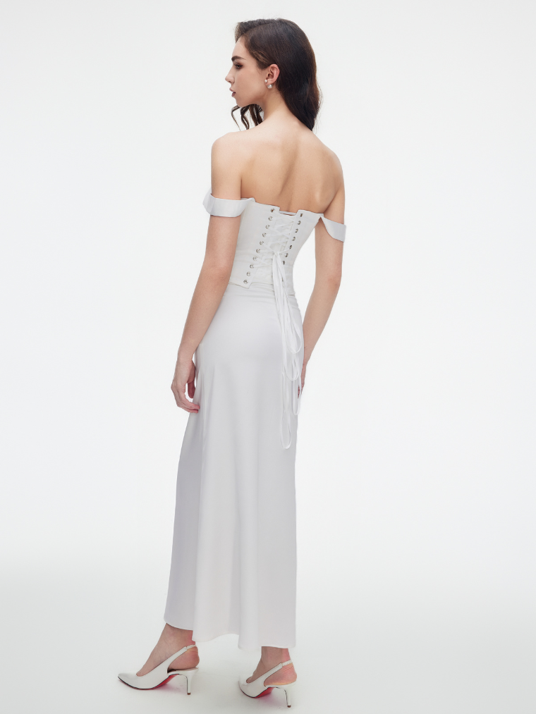 Precious Closet White Strapless Boned Corset Top