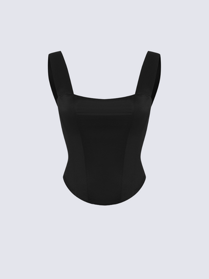 Precious Closet Black Satin Off Shoulder Bustier Corset