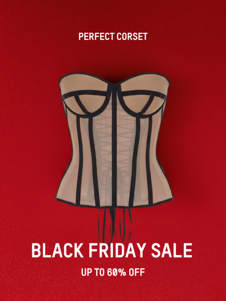 Precious Closet Nude Black Contrast Boned Bustier Corset Top