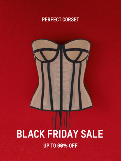 Precious Closet Nude Black Contrast Boned Bustier Corset Top
