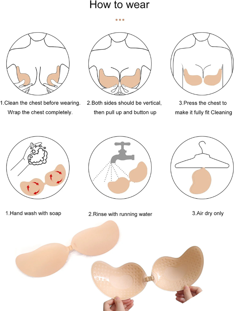Precious Closet Nude Strapless Adhesive Backless Invisible Bra