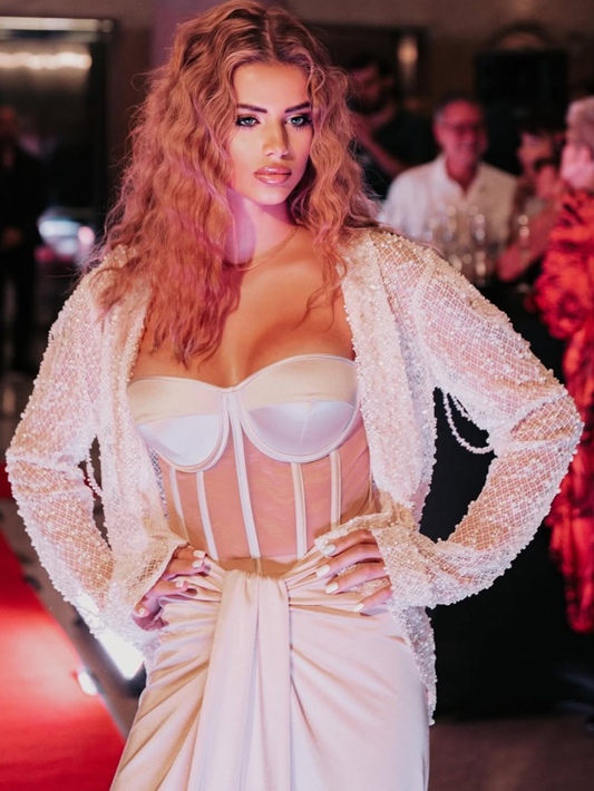 Precious Closet White Secret Form Mesh Bustier Corset