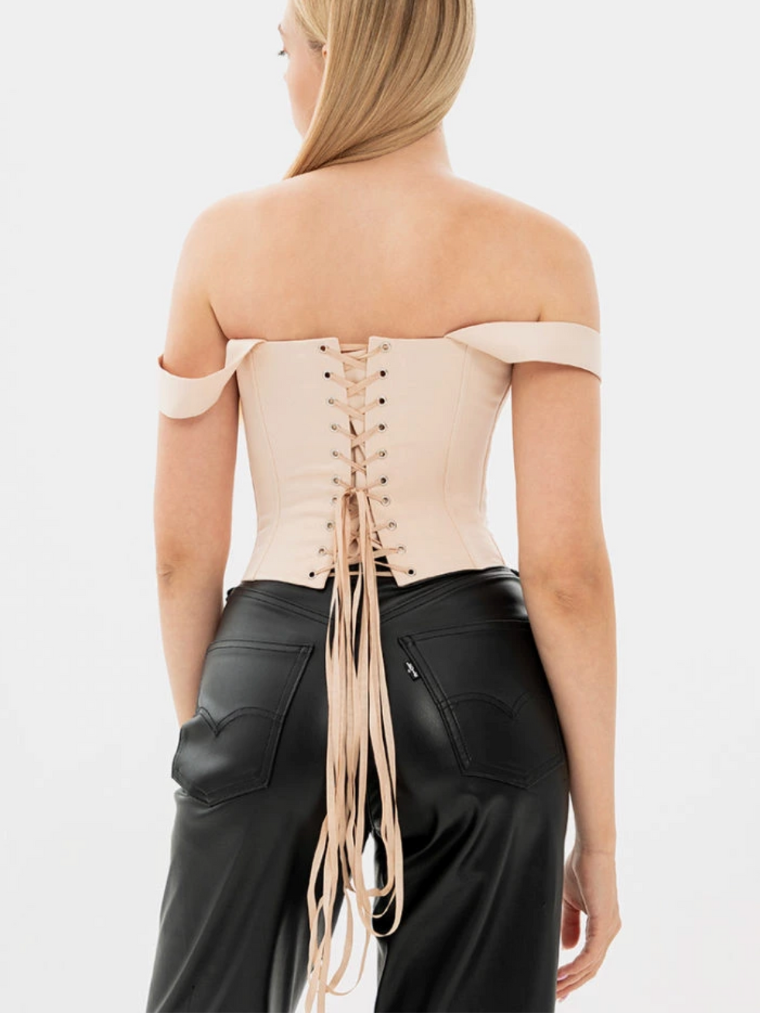 Precious Closet Beige Sia Satin Corset Top