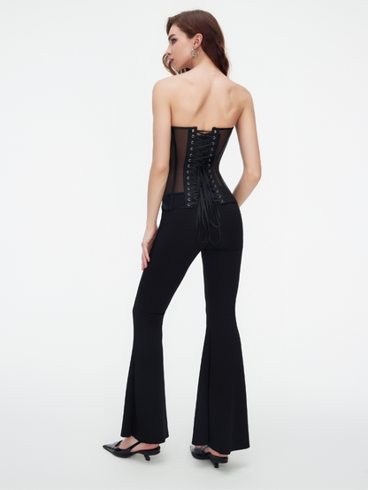 Precious Closet Mesh Insert Boned Sweetheart Corset Top
