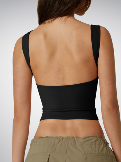 Precious Closet Boat Neck Sleeveless Fitted Crop Tank Top