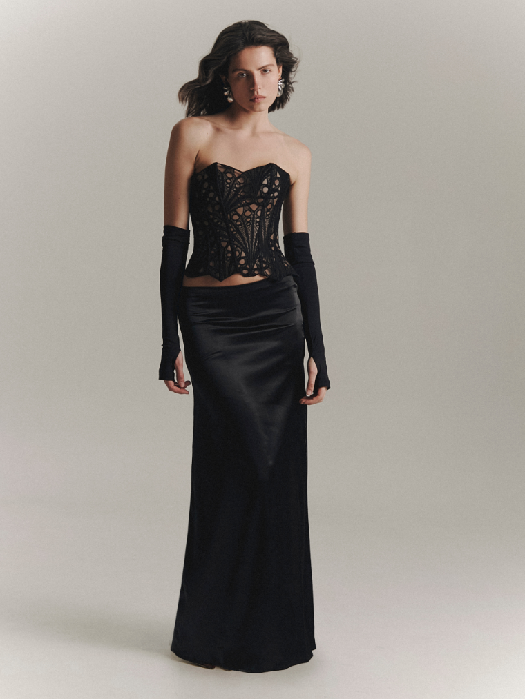 Precious Closet Satin High Waist Maxi Skirt