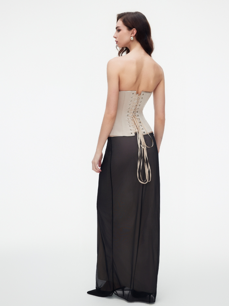 Precious Closet Strapless Sweetheart Boned Corset Top