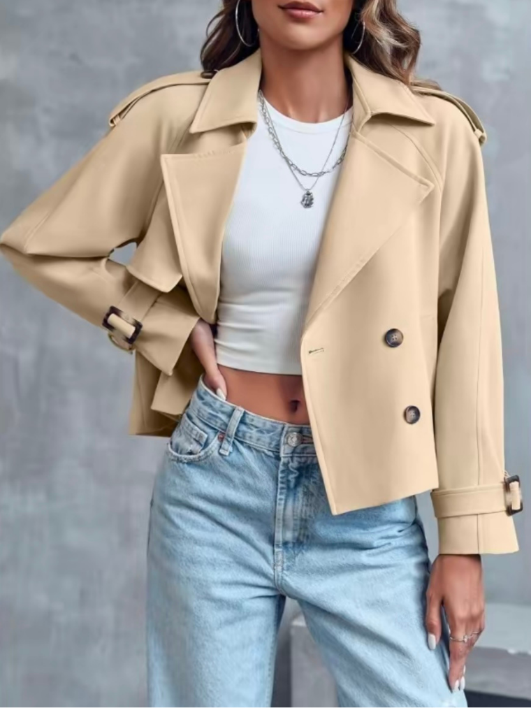 Precious Closet Cropped Belted Trench Coat Jacket