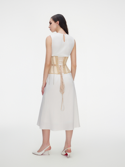 Precious Closet Cape Rhinestone Fringe Waist Corset Belt