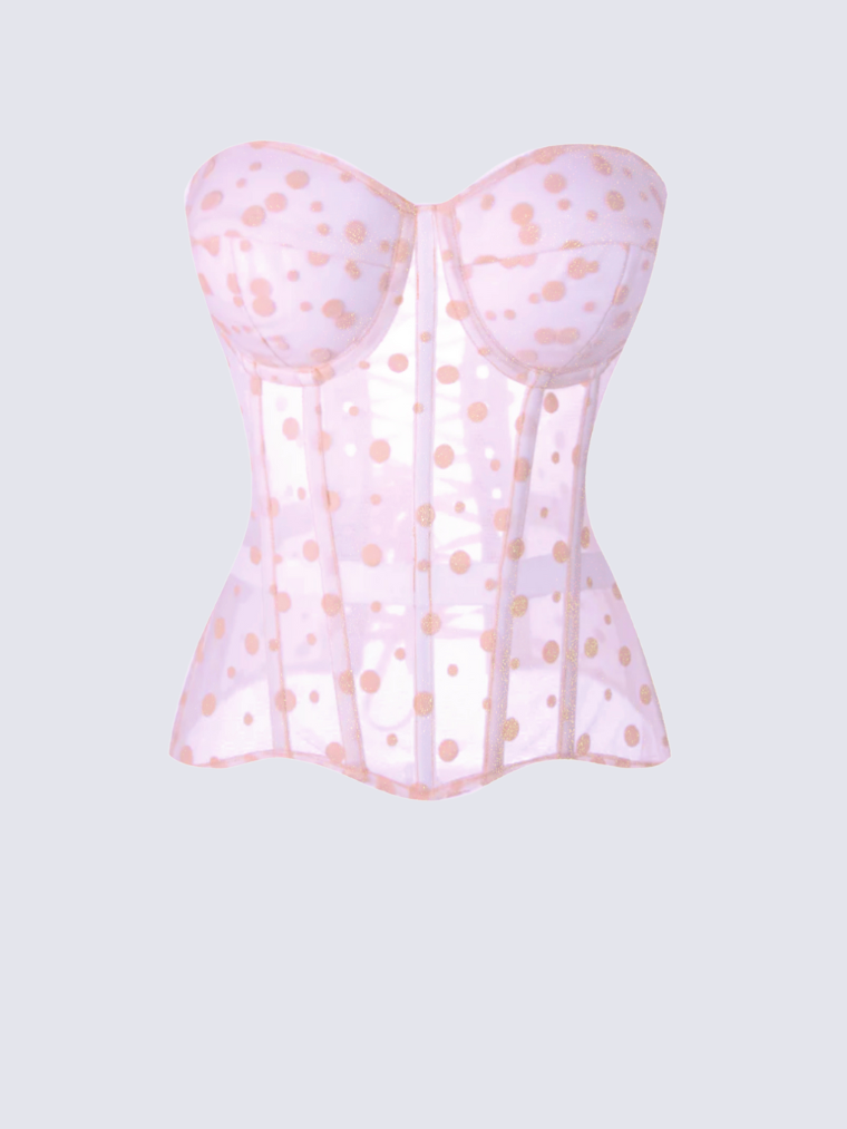 Precious Closet Pink Floral Embroidered Bustier Corset