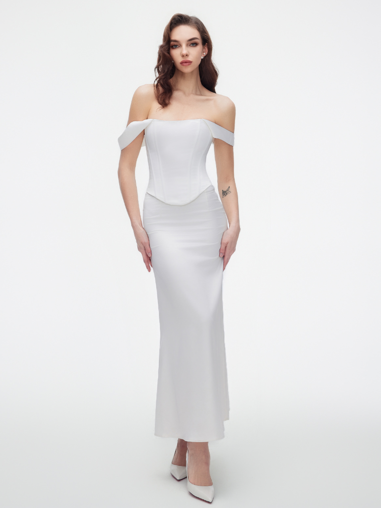Precious Closet White Strapless Boned Corset Top