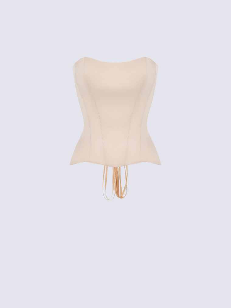 Precious Closet Satin Strapless Boned Corset Bridal Top