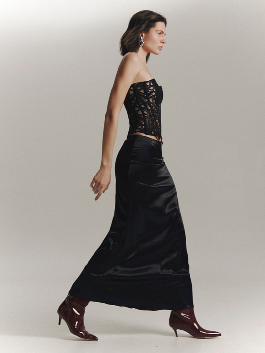 Precious Closet Satin High Waist Maxi Skirt