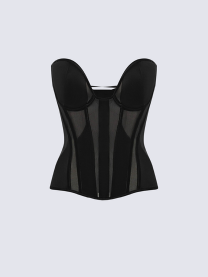 Precious Closet Mesh Insert Boned Sweetheart Corset Top