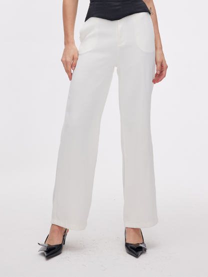 Precious Closet White High Waist Wide Leg Pants