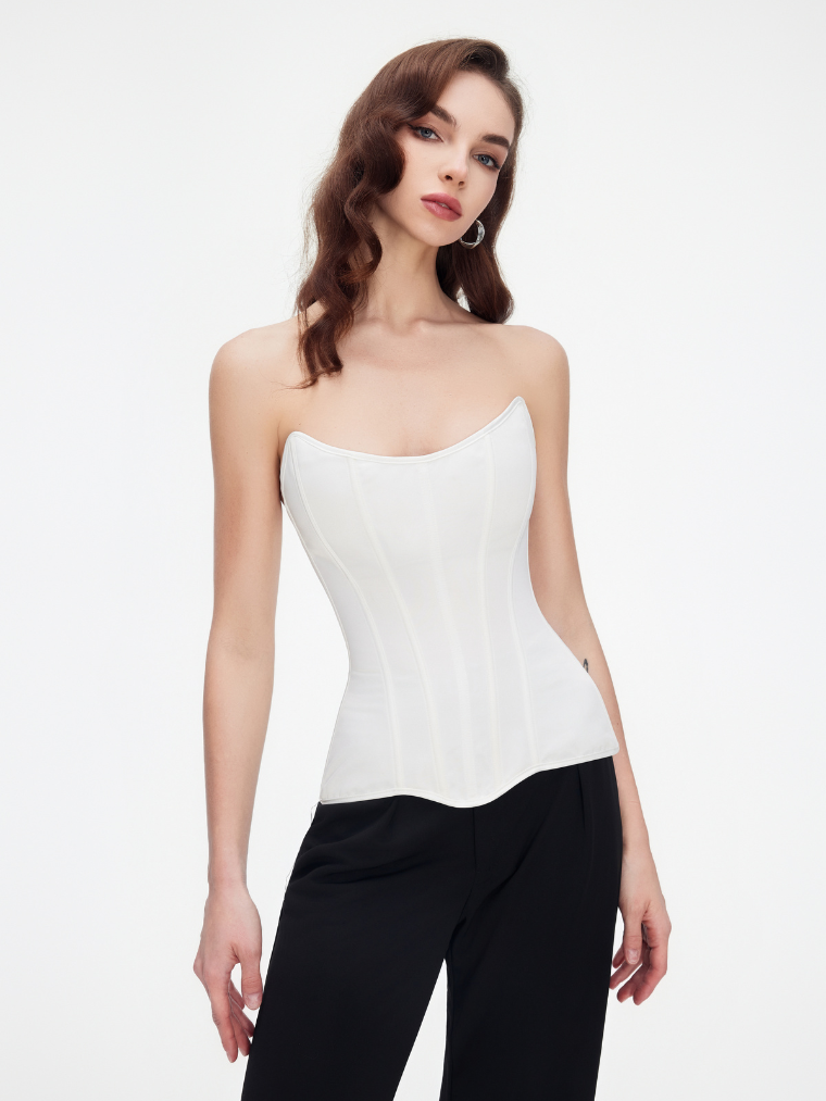 Precious Closet Strapless Sweetheart Boned Corset Top