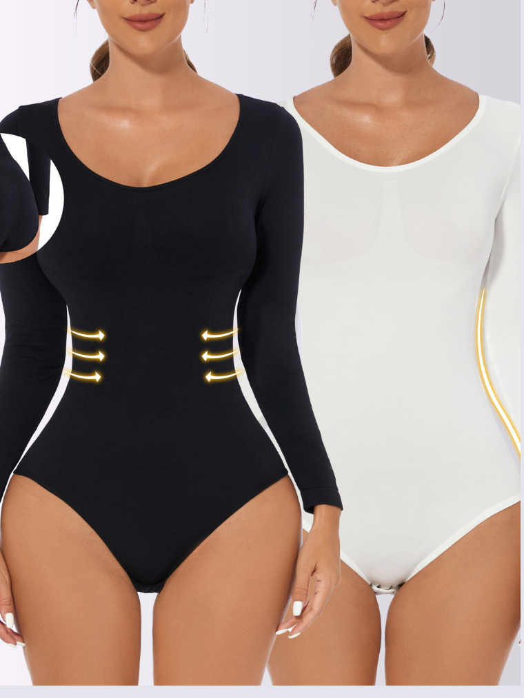 Precious Closet Scoop Neck Long Sleeve Fitted Bodysuit