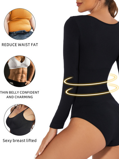 Precious Closet Scoop Neck Long Sleeve Fitted Bodysuit