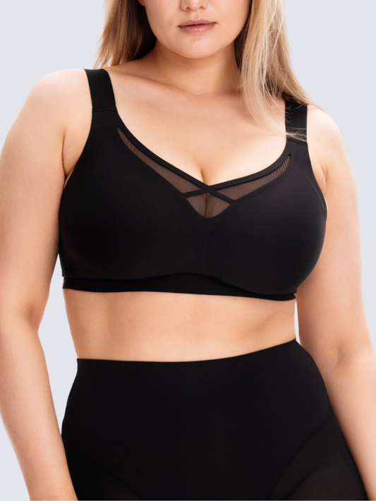 Precious Closet Mesh Cross Front Wireless Plus Size Bra