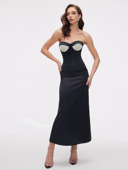 Precious Closet Satin High Waist Maxi Skirt