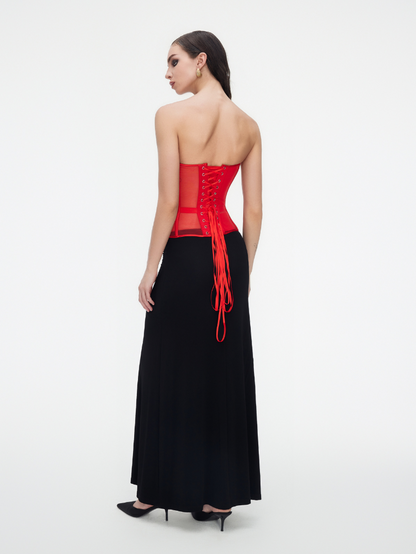 Precious Closet Black Sheer Mesh Boned Sweetheart Corset Top