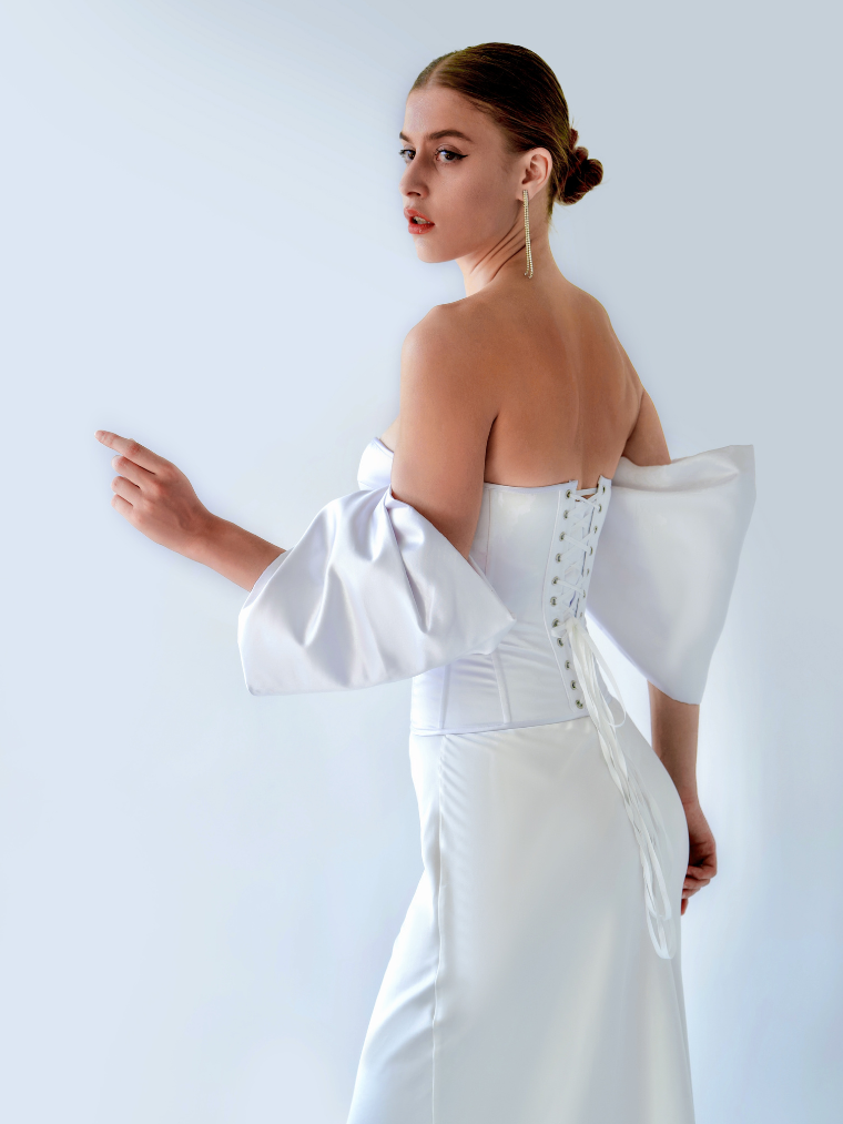 Precious Closet White Off-Shoulder Puff Sleeve Corset Top
