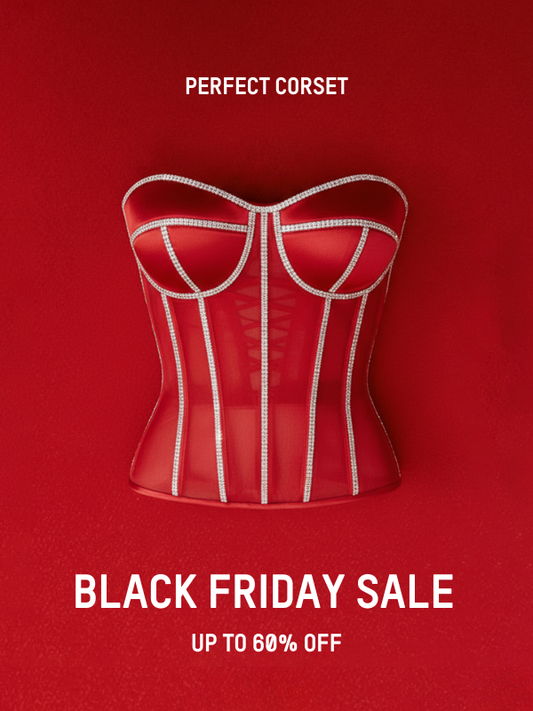 Precious Closet Black Mesh Rhinestone Strapless Corset Top
