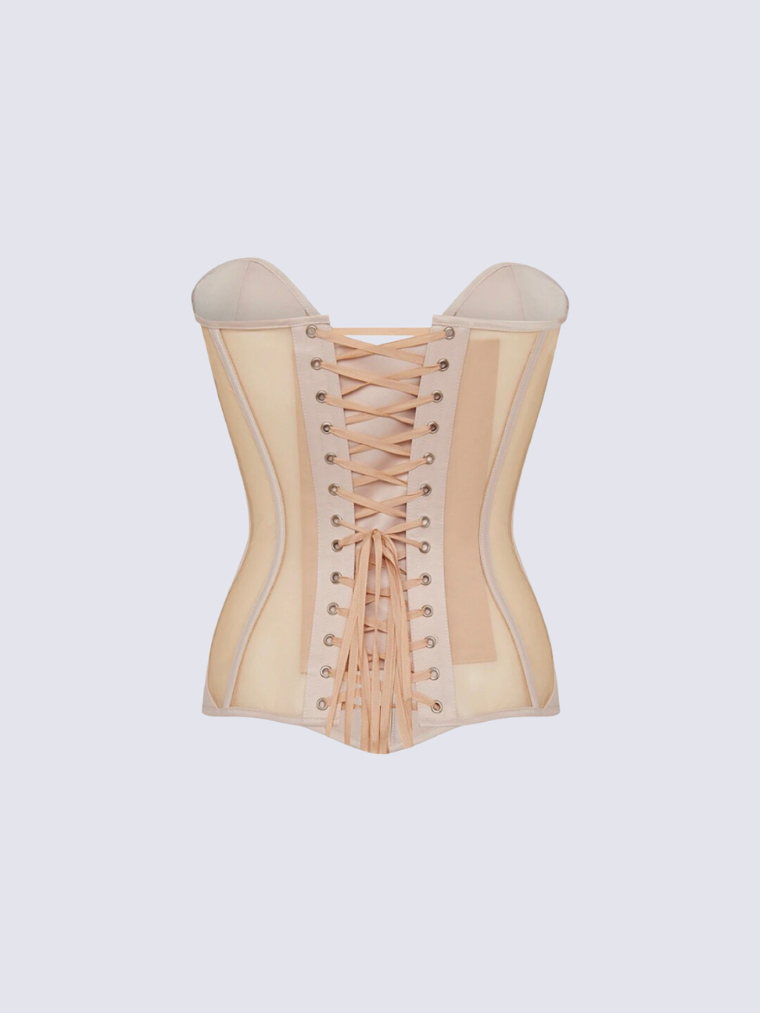 Precious Closet Mesh Insert Boned Sweetheart Corset Top