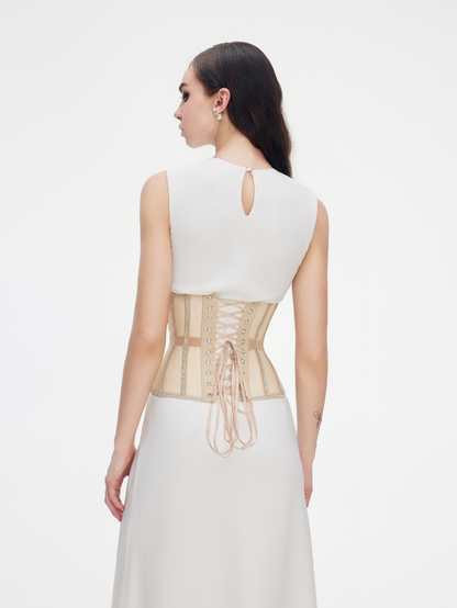 Precious Closet Black Mesh Crystal Trim Waist Corset