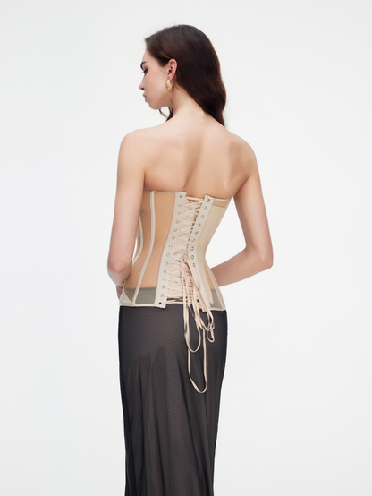 Precious Closet Mesh Insert Boned Sweetheart Corset Top