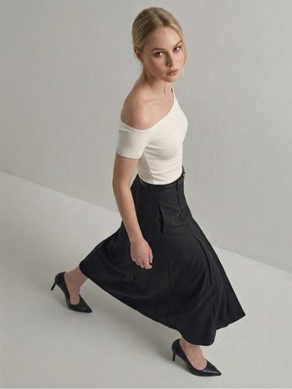 Precious Closet Off-Shoulder Ribbed Fitted Top