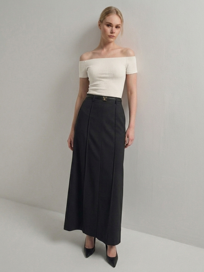 Precious Closet Off-Shoulder Ribbed Fitted Top