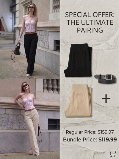 Precious Closet High Waist Straight Leg Trousers