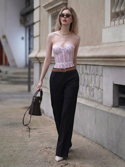 Precious Closet High Waist Straight Leg Trousers