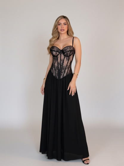 Precious Closet Black Sheer Lace Corset Top